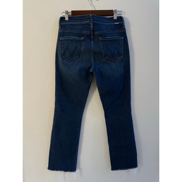 MOTHER Insider Ankle Fray Sweet Lime Dark Wash Cropped Jeans size 28 EUC - Picture 2 of 14